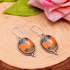 Bumblebee Jasper Sterling Silver Statement Earrings Handmade Unique Gift for Her picture