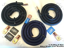 Sky High Oversized 1/0 Gauge AWG Big 3 Upgrade BLUE/BLACK Electrical Wiring Kit picture