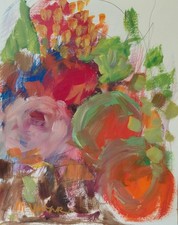 MONA VIVAR 14x11 Abstract Expressionism Painting - Contemporary Floral Art picture