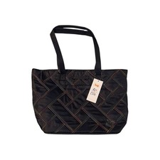 Lug Medium Tote with Trolley Sleeve Skyliner Black Rainbow Quilt New NWT picture