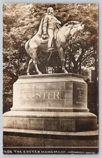 Monroe Mich Custer Monument Equestrian Statue Civil War Memorial RPPC Postcard picture