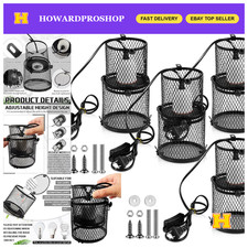 4PCS Retractable Reptile Heat Lamp Cage, Anti-Scald Mesh Stand, White, Pet Suppl picture