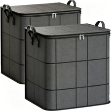2Pcs Spacious Moving Storage Bin 180L, XXL Foldable Blanket Bag Organizer with H picture