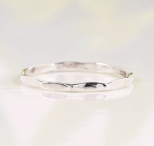 925 Sterling Silver Minimalist Wave Band Ring Thin Stackable Handmade Women picture