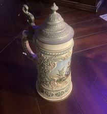 Antique Adolf Diesinger Beer Stein Threaded Relief 1890-1910 Rare #172 signed B. picture
