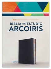 BIBLIA RVR 1960 DE ESTUDIO ARCO IRIS NEGRO SÍMIL PIEL picture