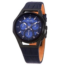 Bulova 98A232 Men's Curv Transparent Blue Dial Quartz Watch picture