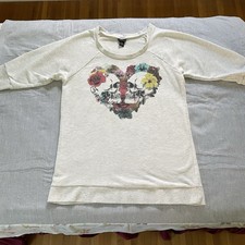 Torrid Plus 3X Cream Terry Raglan 3/4 Sleeve Pullover Skull Floral Cottagegoth picture