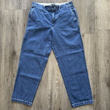 Vintage J.Crew Classic Chino Pants Mens 31x30 Blue Pinstripe Striped 100% Cotton picture