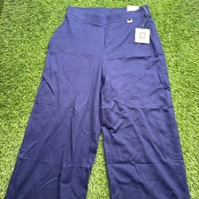 NWT Anne Klein  Wide Crop Pants Women's S Blue Elastic Waist picture