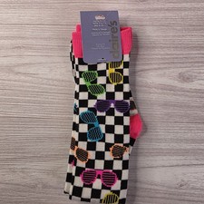 Claire’s Knee High Socks Sunglasses Checkerboard Multicolor Size 9-11 NWT Retro picture