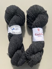 Lot of two 100% Wool skeins Ebony Color, Harrisville Designs + Embla, 100g total picture