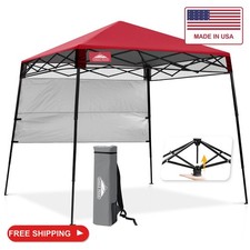 EAGLE PEAK 8x8 Pop Up Canopy Tent, Compact Backpack Canopy, Red picture