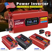 1500W 2000W 2600W Car Power Inverter 12V to 110V 120V With 2USB 2AC LCD Display picture