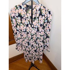 J.Crew Mercantile XS Floral Long Sleeve Mini Dress Navy Pink Ruffle picture