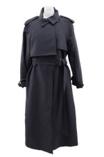 Reiss Women's Size 10 Black Trench Coat Long Button Lined Belt New picture