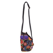 Laurel Burch Cutout Blossoming Feline Cat Shoulder Tote - LB6554C - Black picture