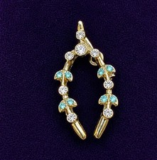 Sweet Vintage Wishbone Rhinestone Pin Flower Rhinestone picture