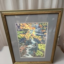 Buttermilk Falls PA Original Pastel Painting Signed Joan Chisarick Framed 28x23 picture