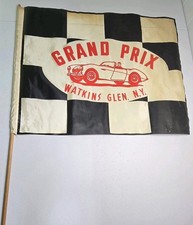 1950's Watkins Glen Grand Prix Flag Wooden Dowel 11 1/2