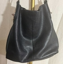 Coach Penelope F16535 Black Pebbled Leather Hobo Shoulder Bag Silver Turnlock picture