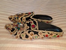 JEFFREY CAMPBELL SARIKA-EMB MULTI GOLD BABOUCHE STYLE FLAT MULES size US 6  picture