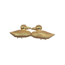 Dotty Smith Gold Tone Kissing Ducks Vintage Belt Buckle fits 1/2