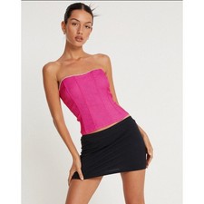 Motel Rocks Kya Corset Top Fuchsia Beaded Strapless XS NEW picture