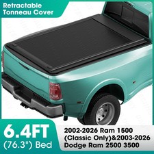 6.4ft Retractable Tonneau Cover for 2002-26 Ram 1500 & 03-26 Dodge Ram 2500 3500 picture