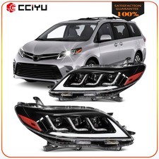 Pair Set Full LED Headlights w/Sequential Turn Bulbs For 2011-2020 Toyota Sienna picture