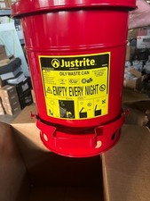 Justrite 6 Gallon Galvanized Steel Oily Waste Can - 09100 - RED picture