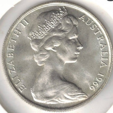1966 AUSTRALIA Brilliant Uncirculated Silver 50 Cent QEII & Coat of Arms Coin picture
