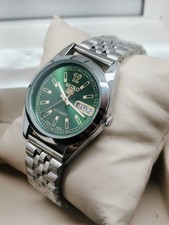 Vintage Seiko Refurbished Green Dial Day / Date Men's Wrist Watch Japanese  picture