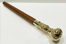 Antique Brass Victorian Designer style Handle Wooden Walking Cane Stick Vintage picture