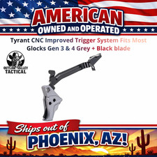 Tyrant CNC Improved Trigger System Fits Most Glocks Gen 3 & 4 Grey + Black blade picture