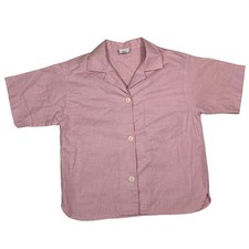 Vintage Sasson Pink Short Sleeve Button Down Shirt Camp Collar Size 10 80024 picture