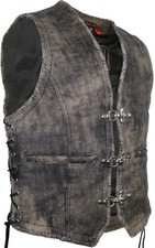 Used look leather vest cowl biker vest rocker vest motorcycle vest club vest picture