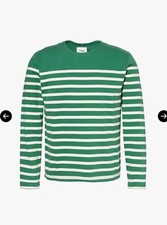 Drake’s Green Ecru Striped Long Sleeve T-Shirt Men’s Large Made in Portugal picture