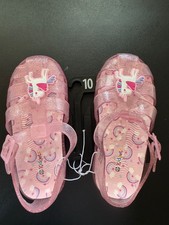 Kidgets Girls Pink Glitter Jelly Shoes Size 10 Unicorn Sandals Water Beach NWT picture