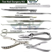 11 Pcs Chiropody Podiatry Ingrown Toe Nail Surgery Kit Manicure Pedicure Tools picture