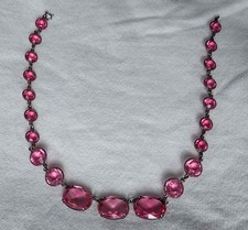 Antique Silver Late Victorian Glass Crystal Paste Riviere Necklace 1860's-1890's picture