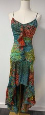 BCBGMAXAZRIA Peacock Print Ruffle High-Low Maxi Dress Size 4 picture