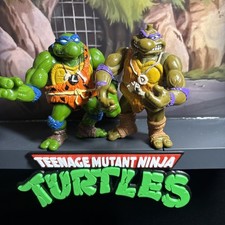 Vintage 1992 TMNT Cave Turtles Leonardo & Donatello Figure Lot (2) picture