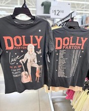 Dolly Parton Live In Concert Tour 1985 Remake 2 sided Black T shirt S-5XL picture