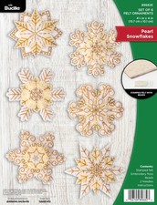 Bucilla 6 Piece Felt Applique Ornament Making Kit Pearl Snowflakes 89682E picture