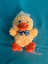Vintage Russ Berrie Item # 20111 - Mini Yellow Terry Cloth Musical/Note Duck picture