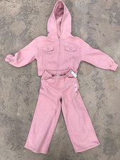 GAP Kids Outfit S Pants 6-7 Soft Pink Sweats Zip Hoodie Size M Button Pockets picture