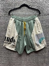 Rhude Senna High Rise Flight Graphic Drawstring Shorts Sage Cream Mens Size L picture