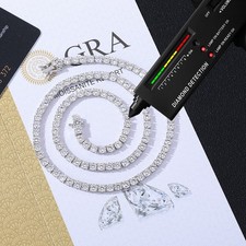 2-6.5mm D/VVS1 Moissanite Tennis Chain Necklace Bracelet Hip Hop PASS TESTER picture