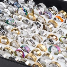 50pcs/lot mix styles TOP rings men's women's fashion stainless steel jewelry picture